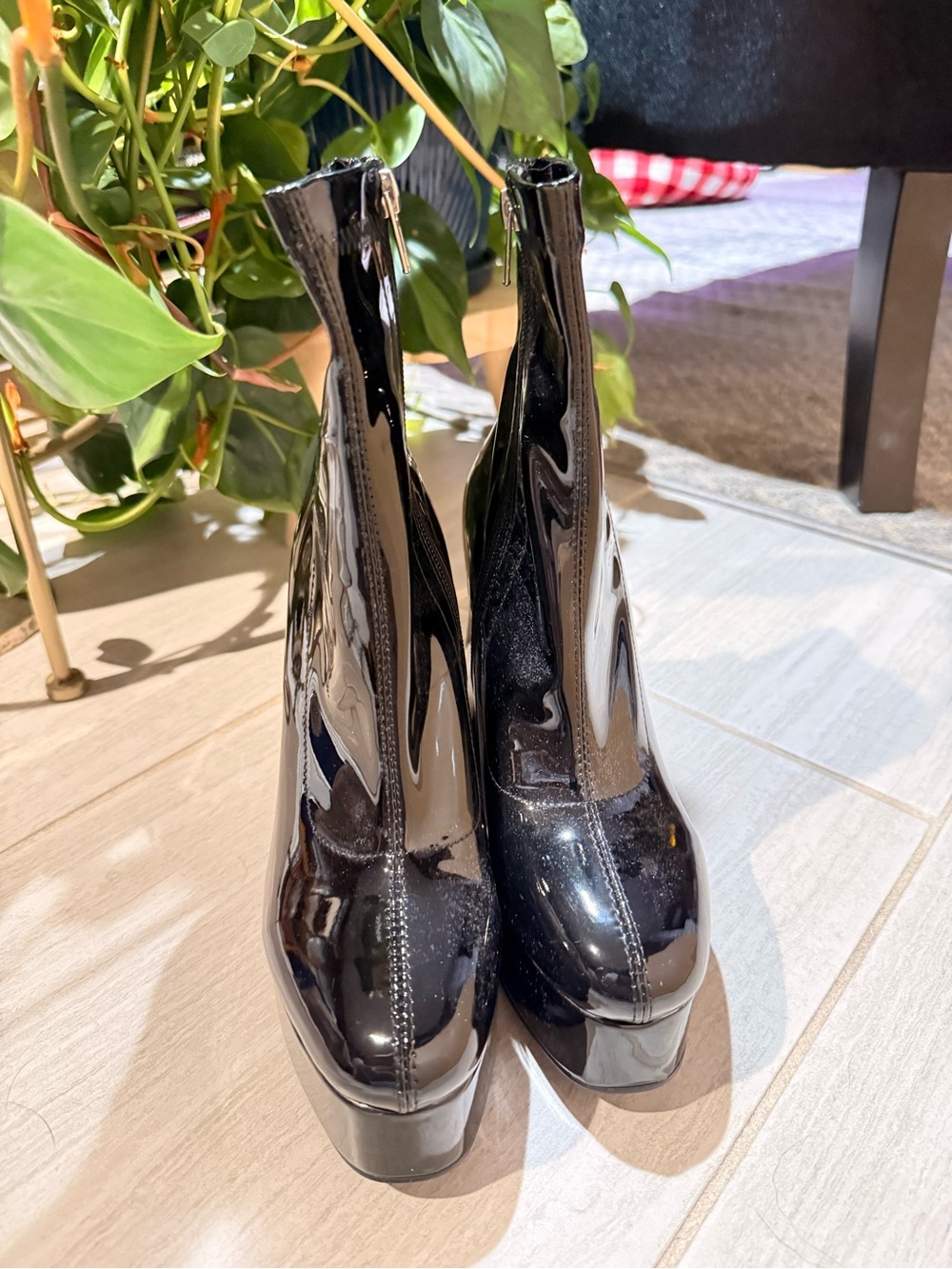 ASOS Black Patent Chunky Platform Chelsea Booties